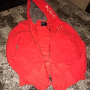 AE Red Fleece Hooded Jacket